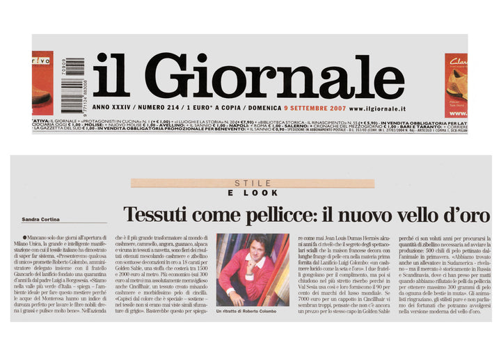 IL GIORNALE - TESSUTI COME PELLICCE: IL NUOVO VELLO D'ORO