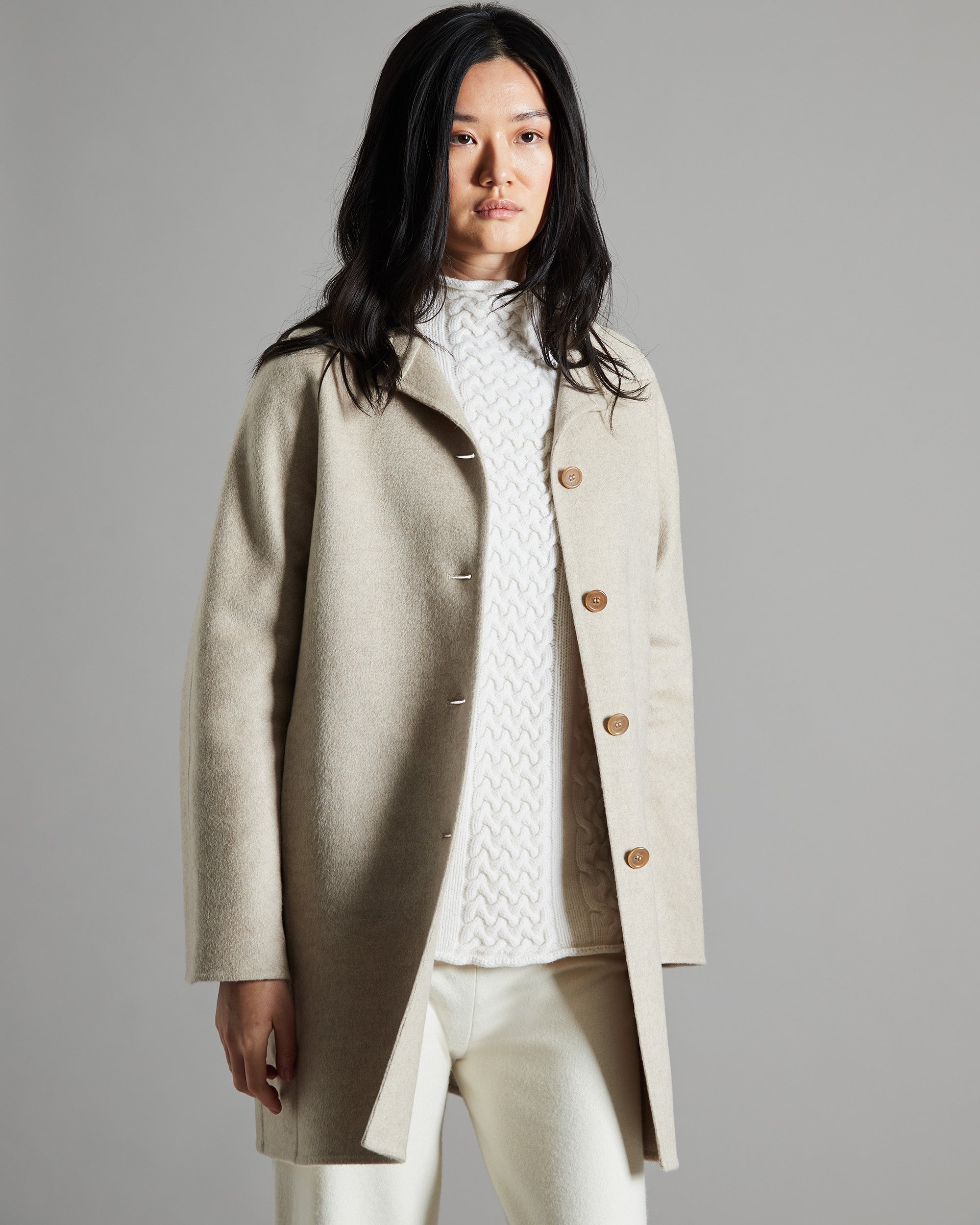 Beige pure cashmere women's coat