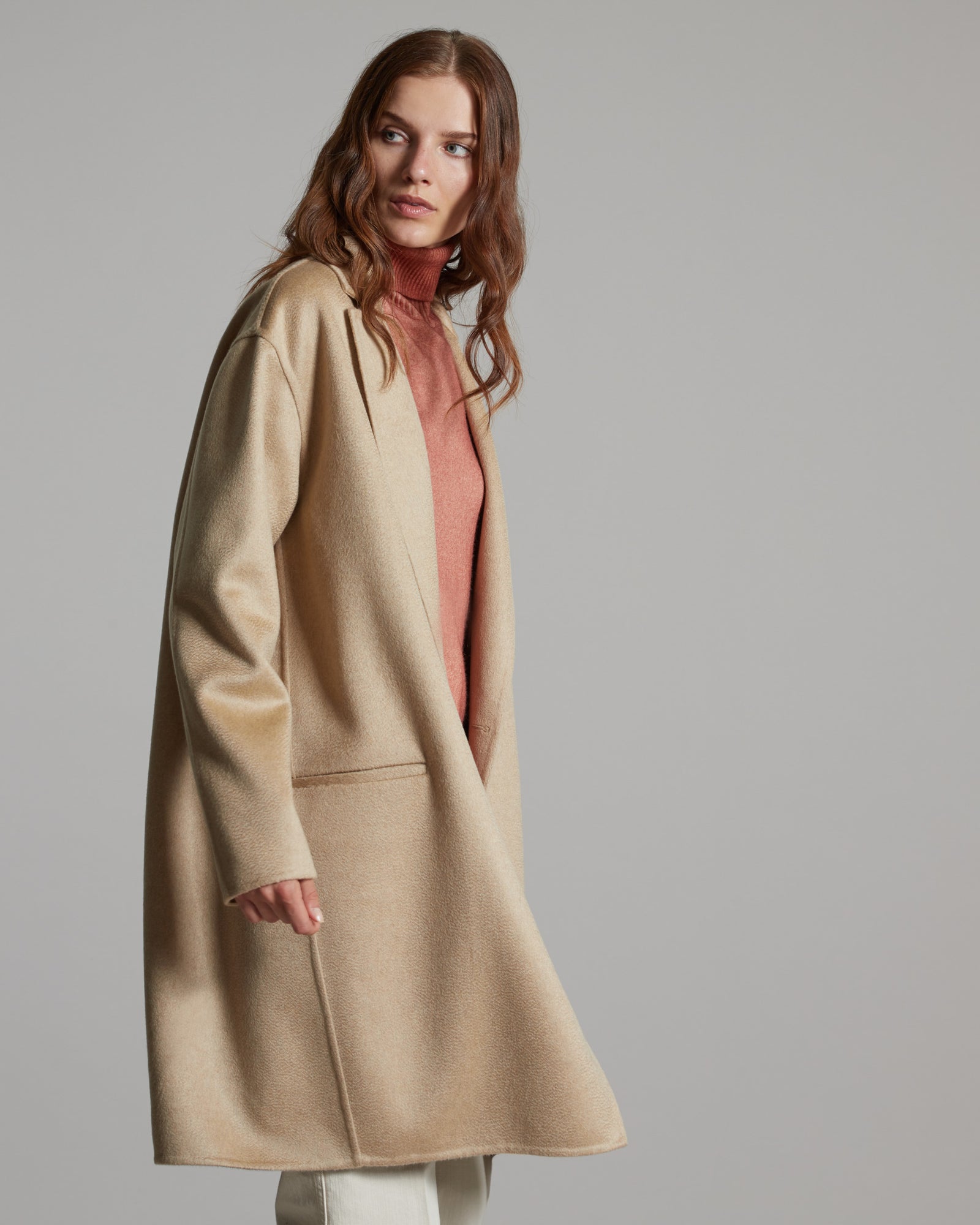 Cappotto beige in cashmere double