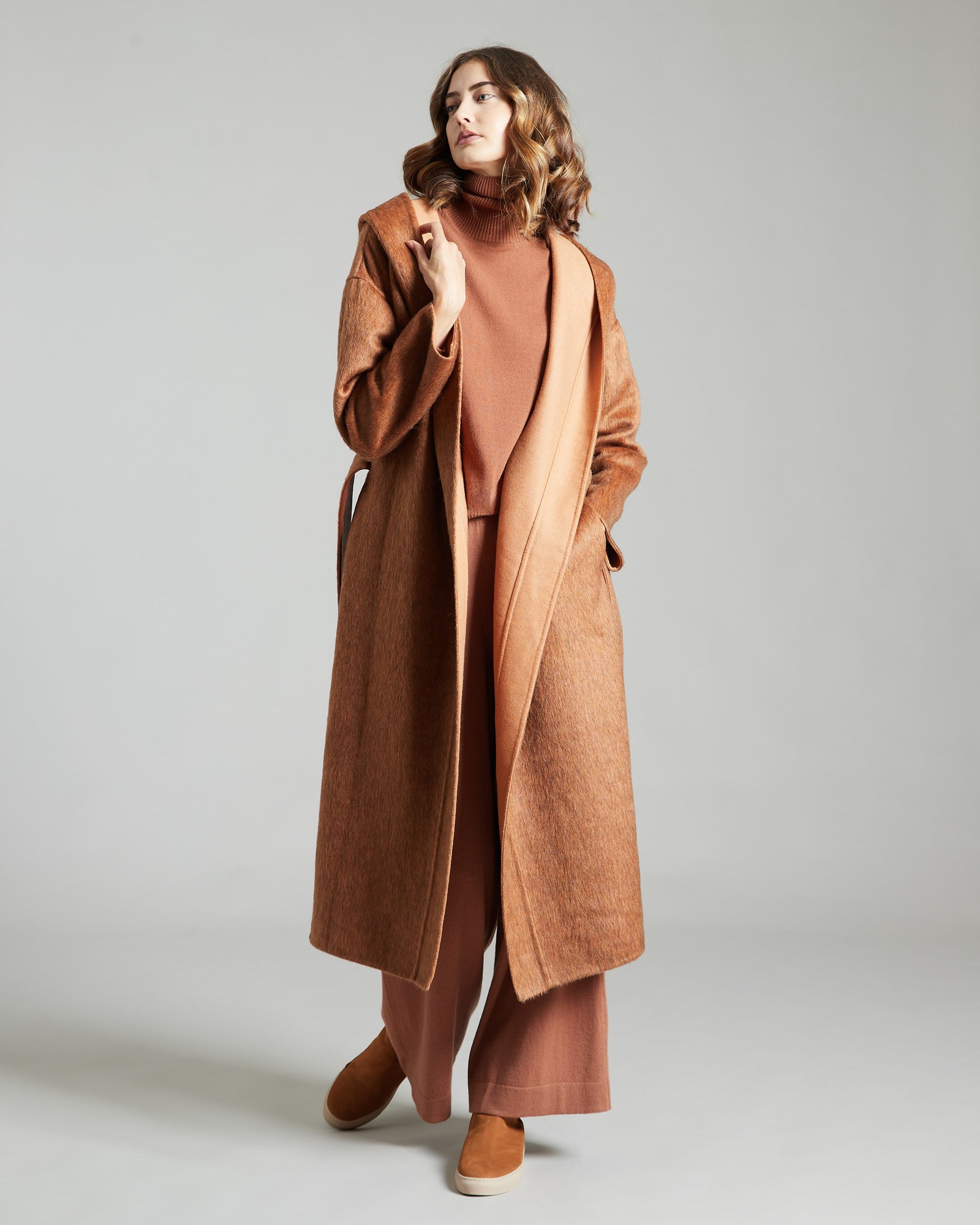 Cappotto in Cashmere, Mohair e Lana arancione