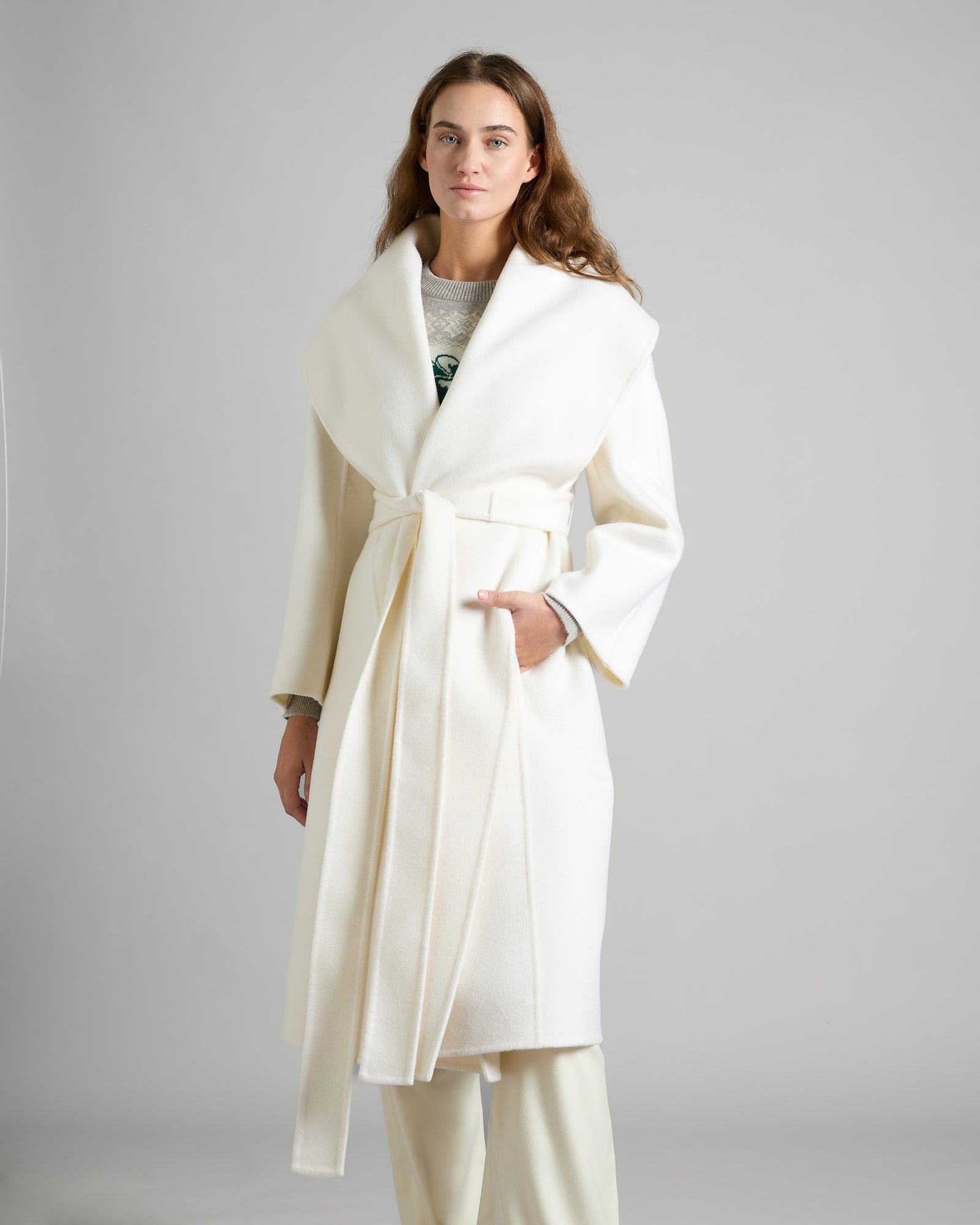 White double cashmere coat