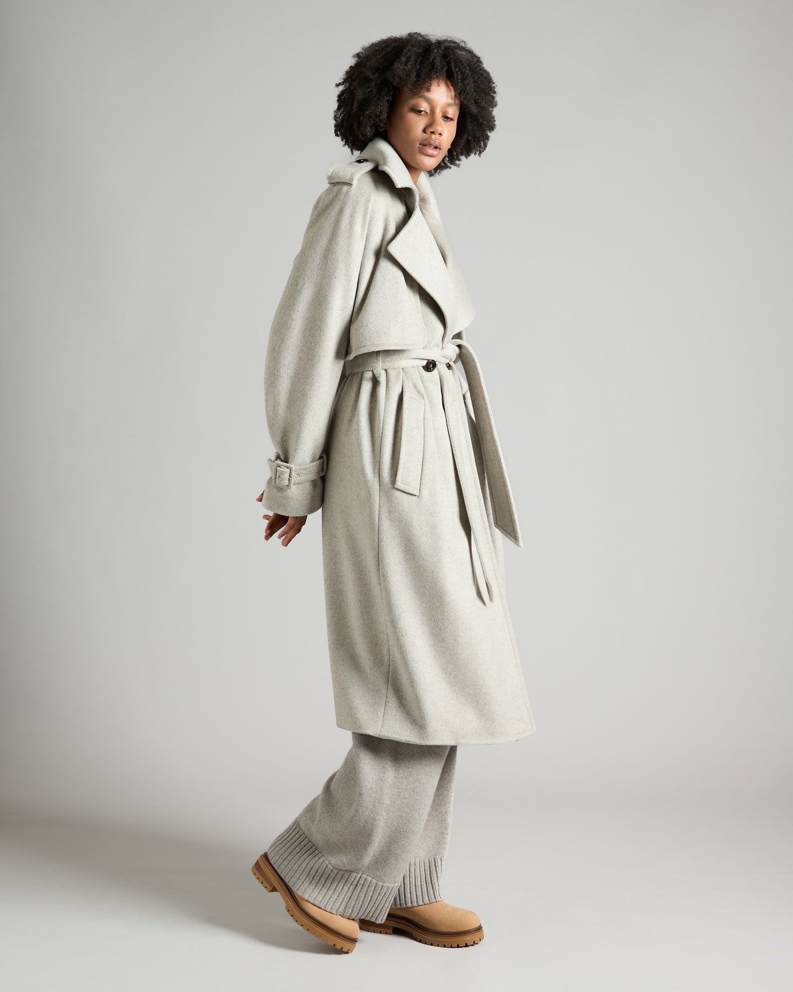 Melange cashmere coat