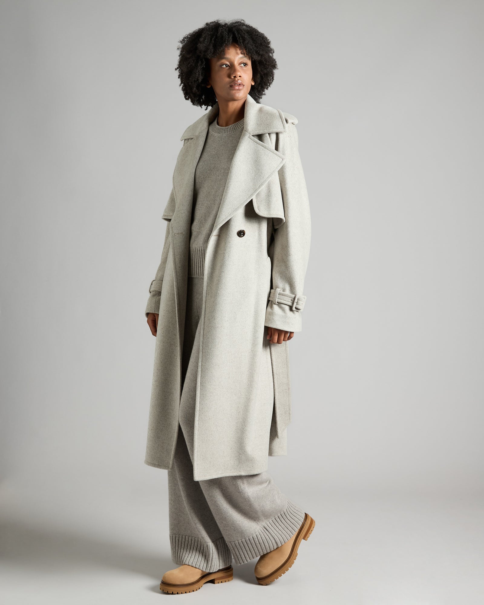 Melange cashmere coat