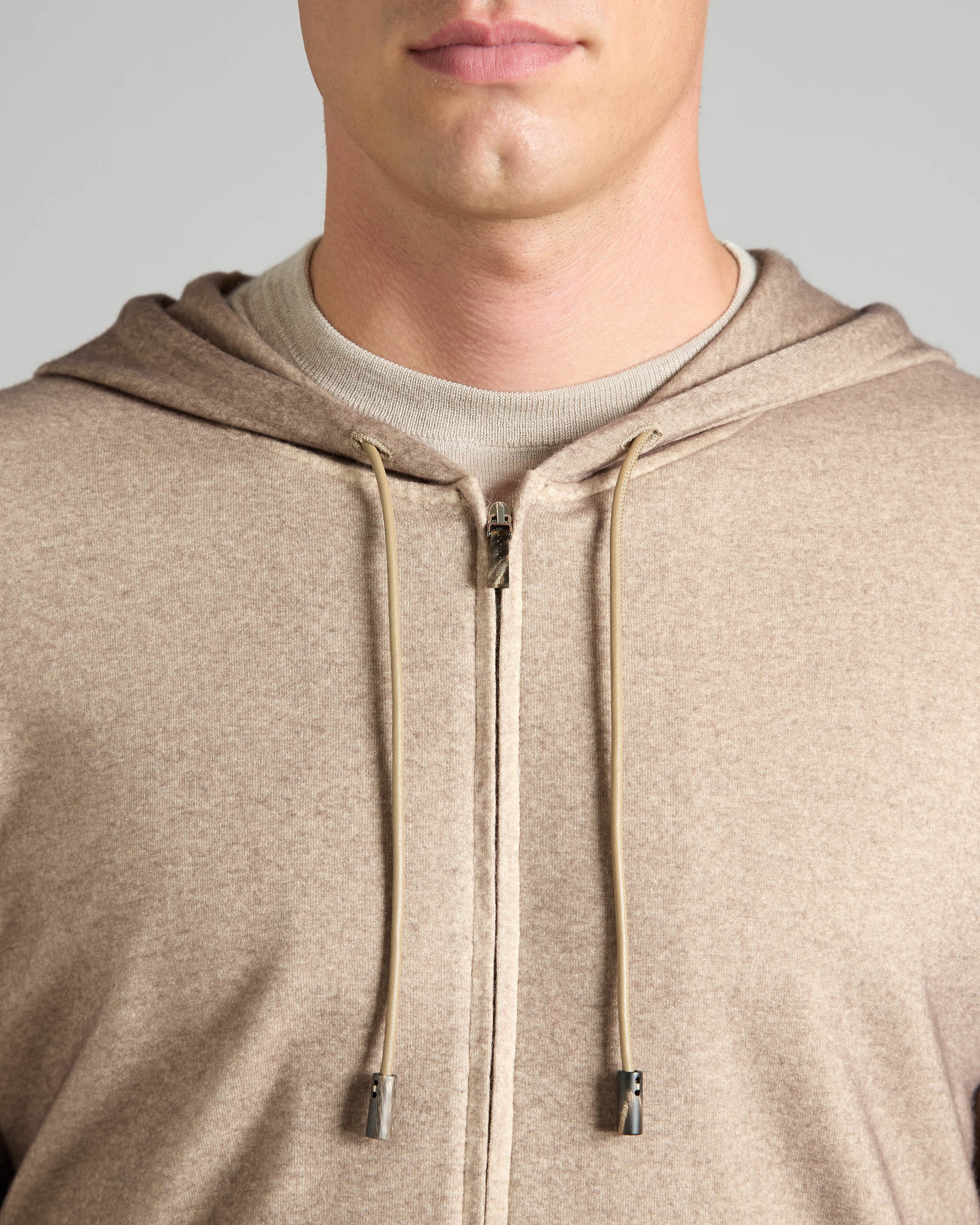 Brown sweatshirt with zip in Cashmere Fleece