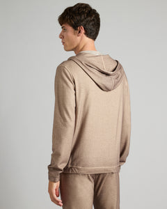 Brown sweatshirt with zip in Cashmere Fleece