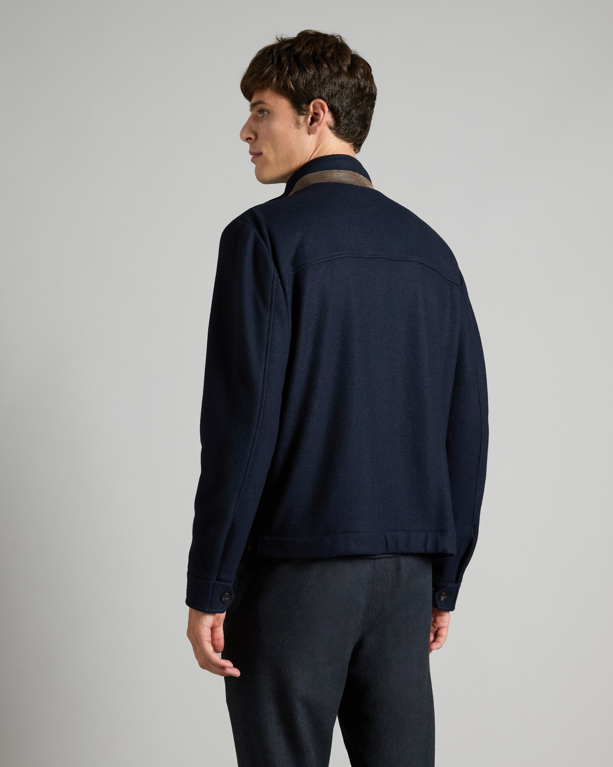 Blue blouson with zip in Cashmere Fleece