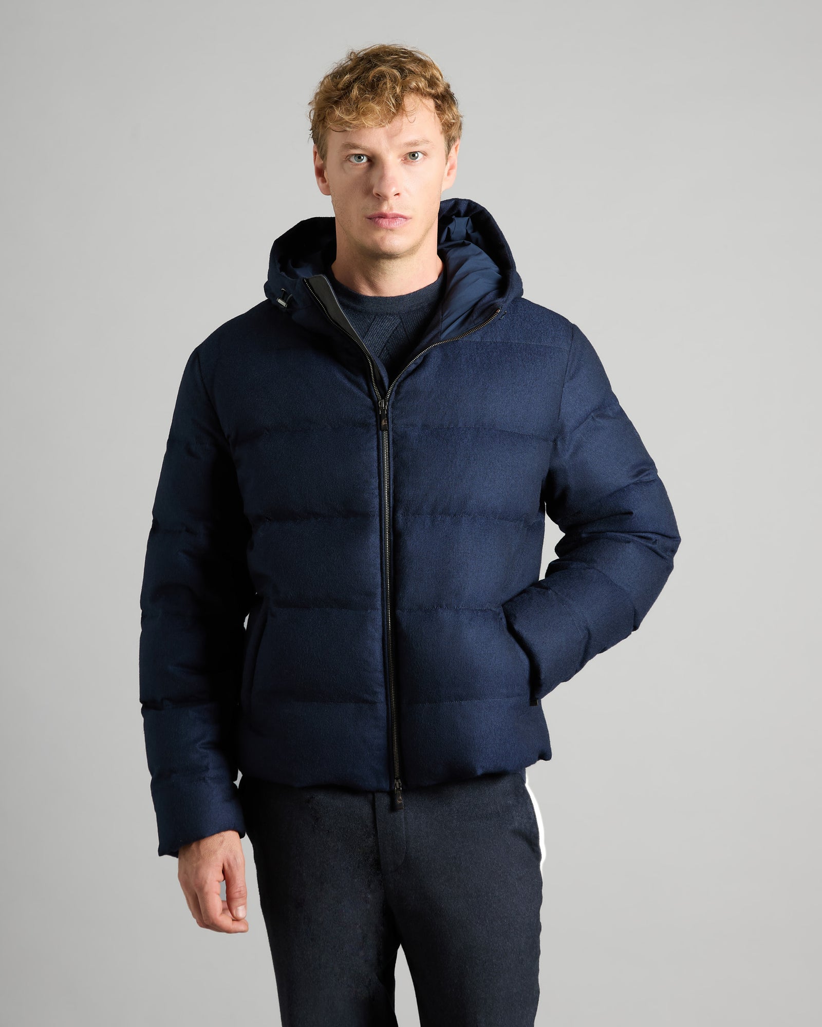 Blue Cashmere Down Jacket Blouson