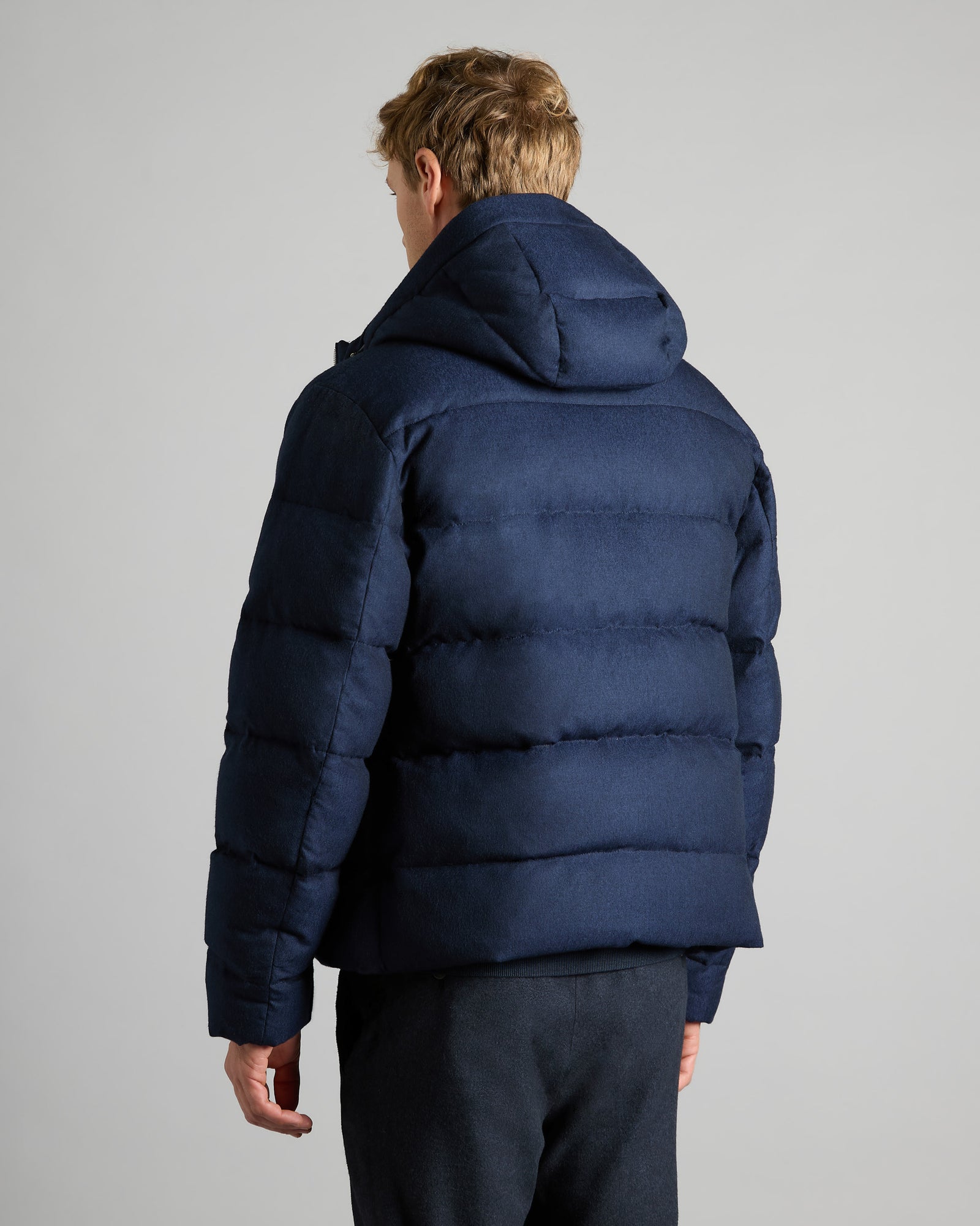 Blue Cashmere Down Jacket Blouson