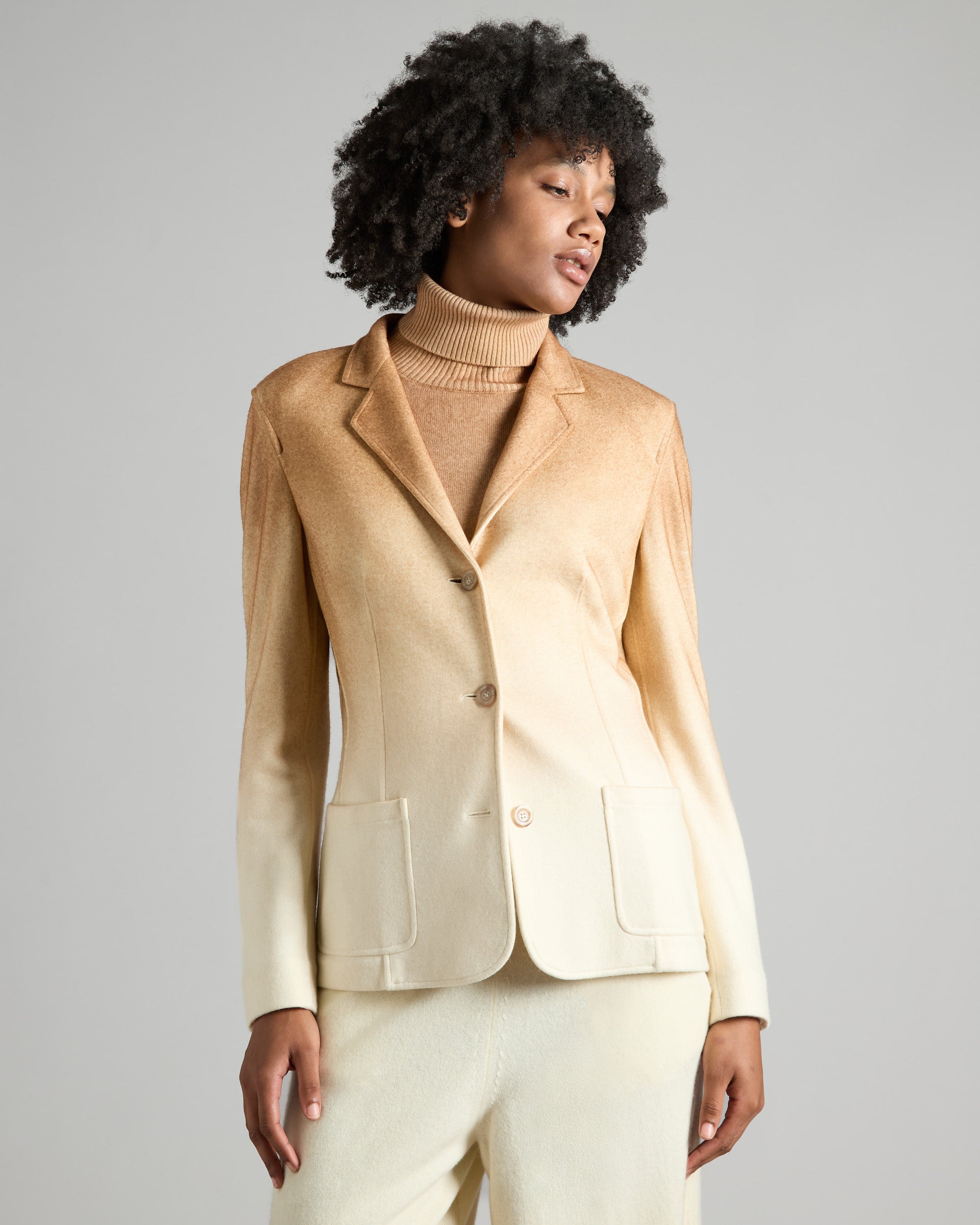 Kate jacket in brown hand-sprayed cashmere fleece