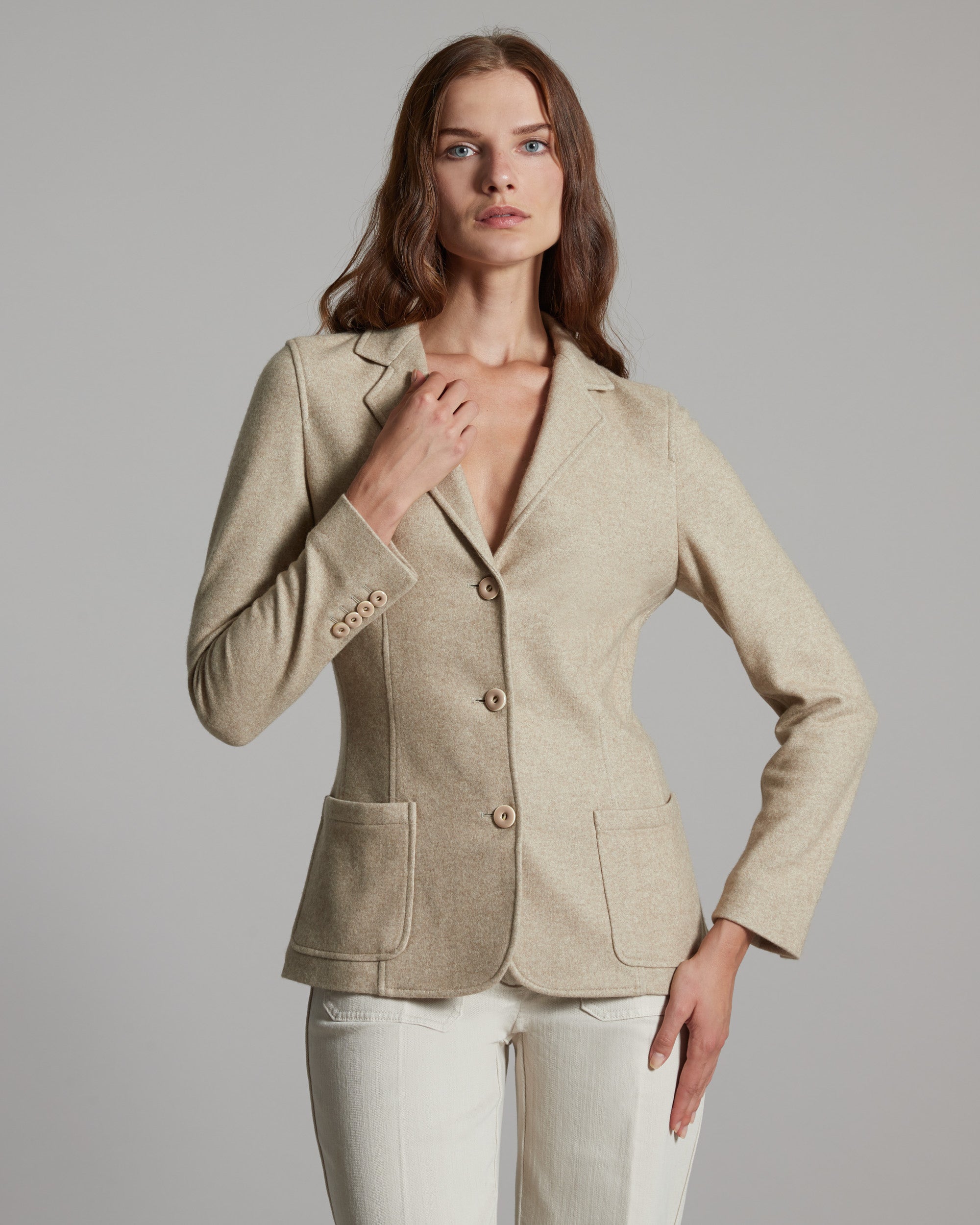 Giacca kate in cashmere fleece beige