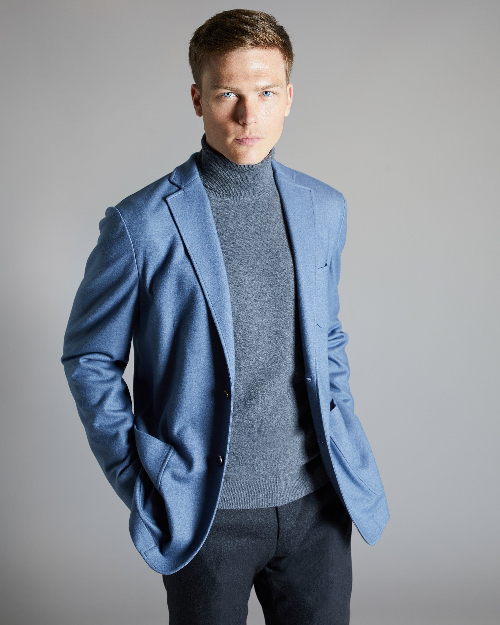 Giacca in cashmere fleece blu polvere