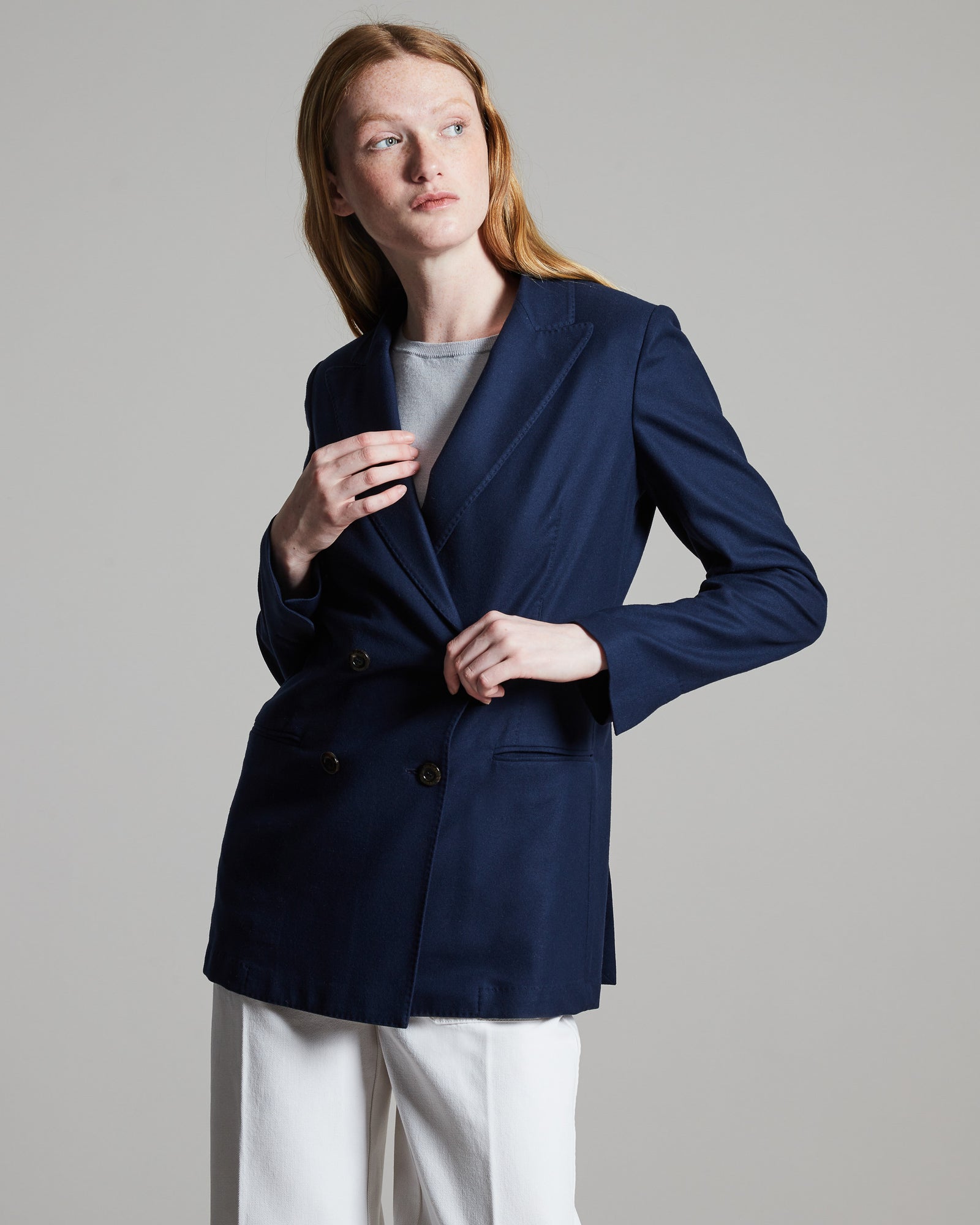 12.8 Kid Wool double breasted blazer in navy