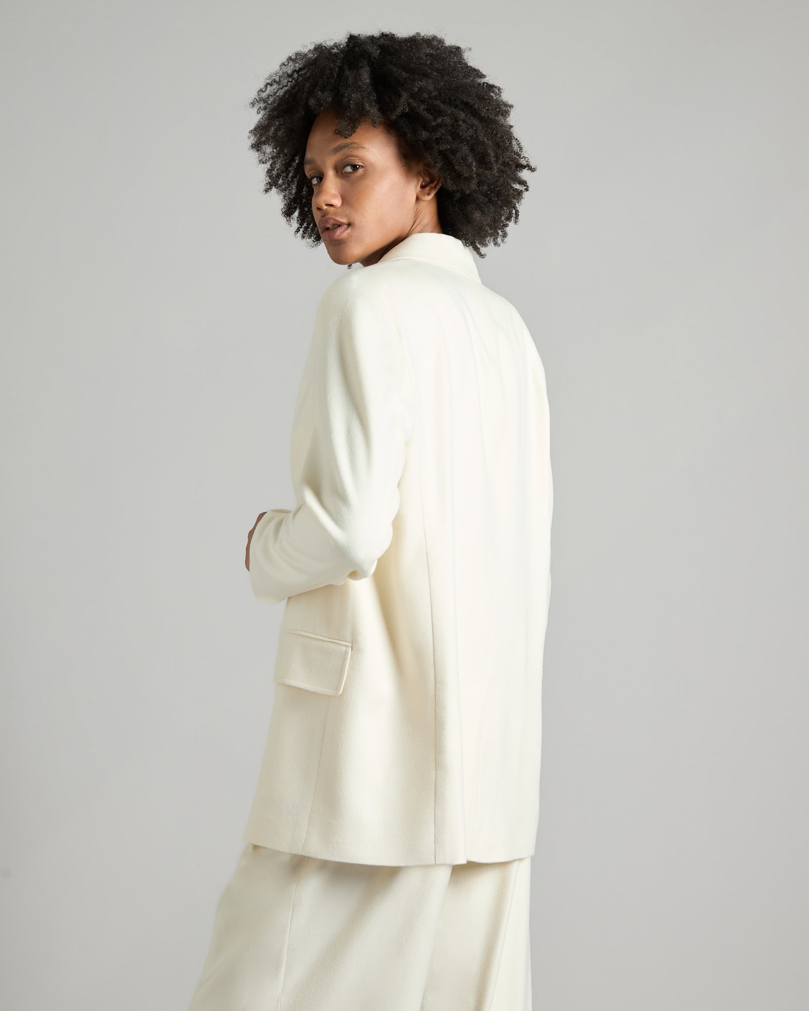 Oversized jacket in cashmere and silk