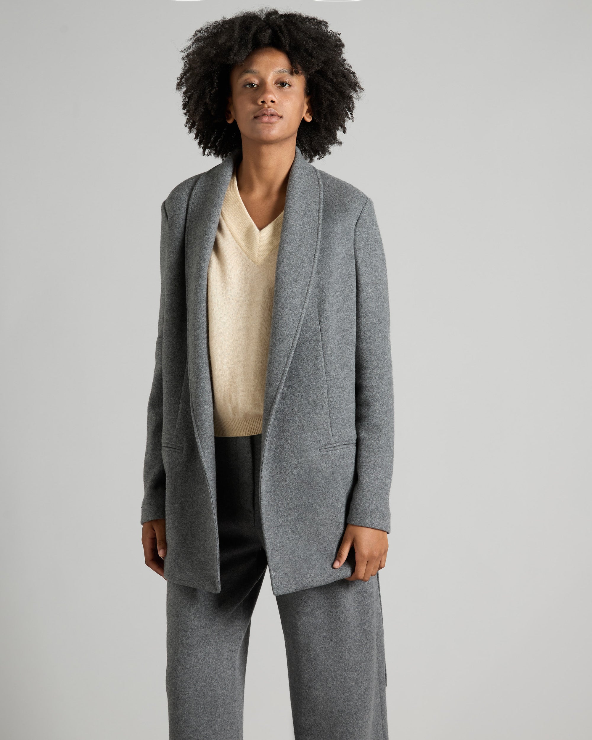 Giacca in cashmere fleece grigio scuro