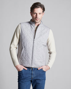 Grey/Ice White men's reversible quilted cashmere vest