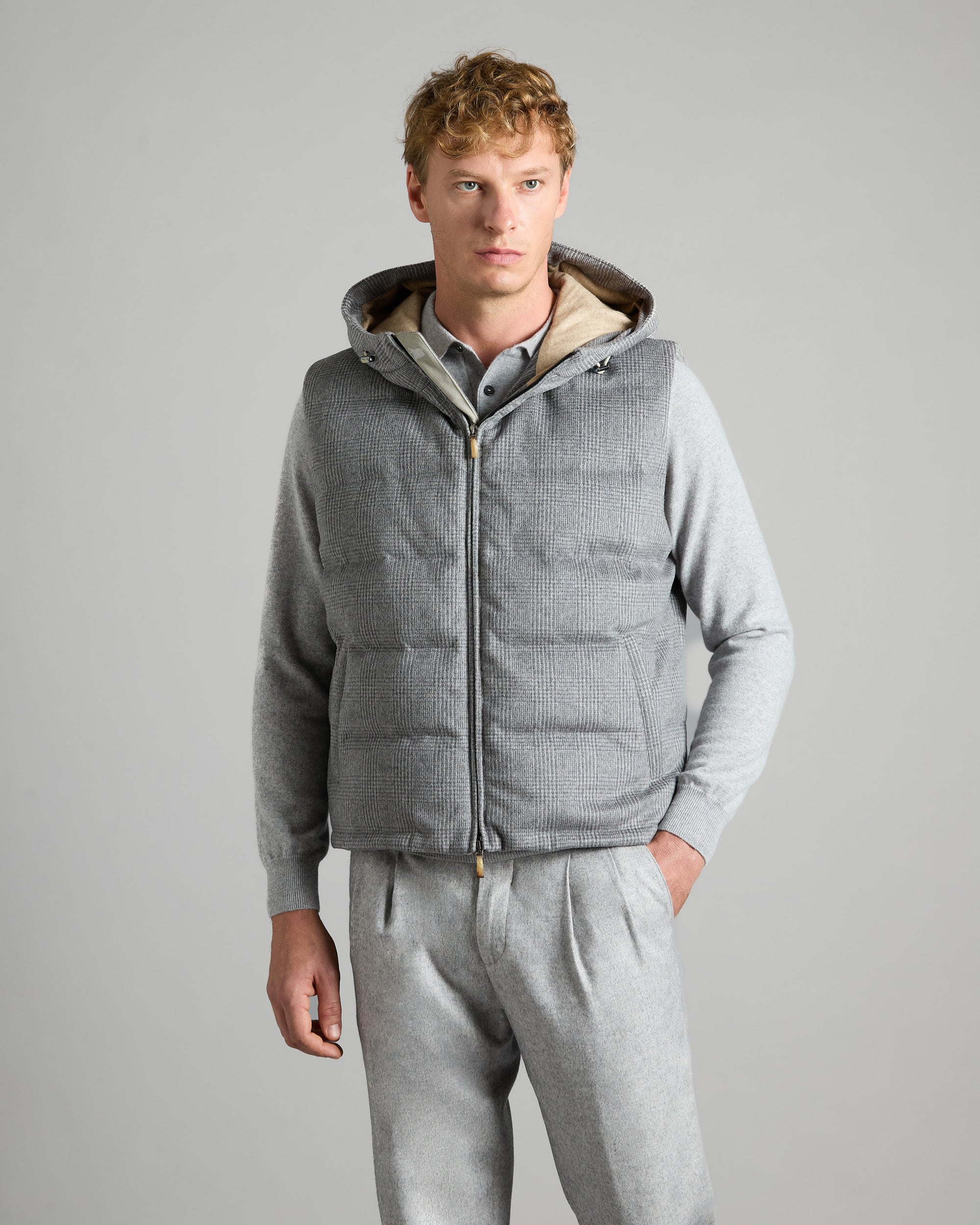 Grey cashmere down vest