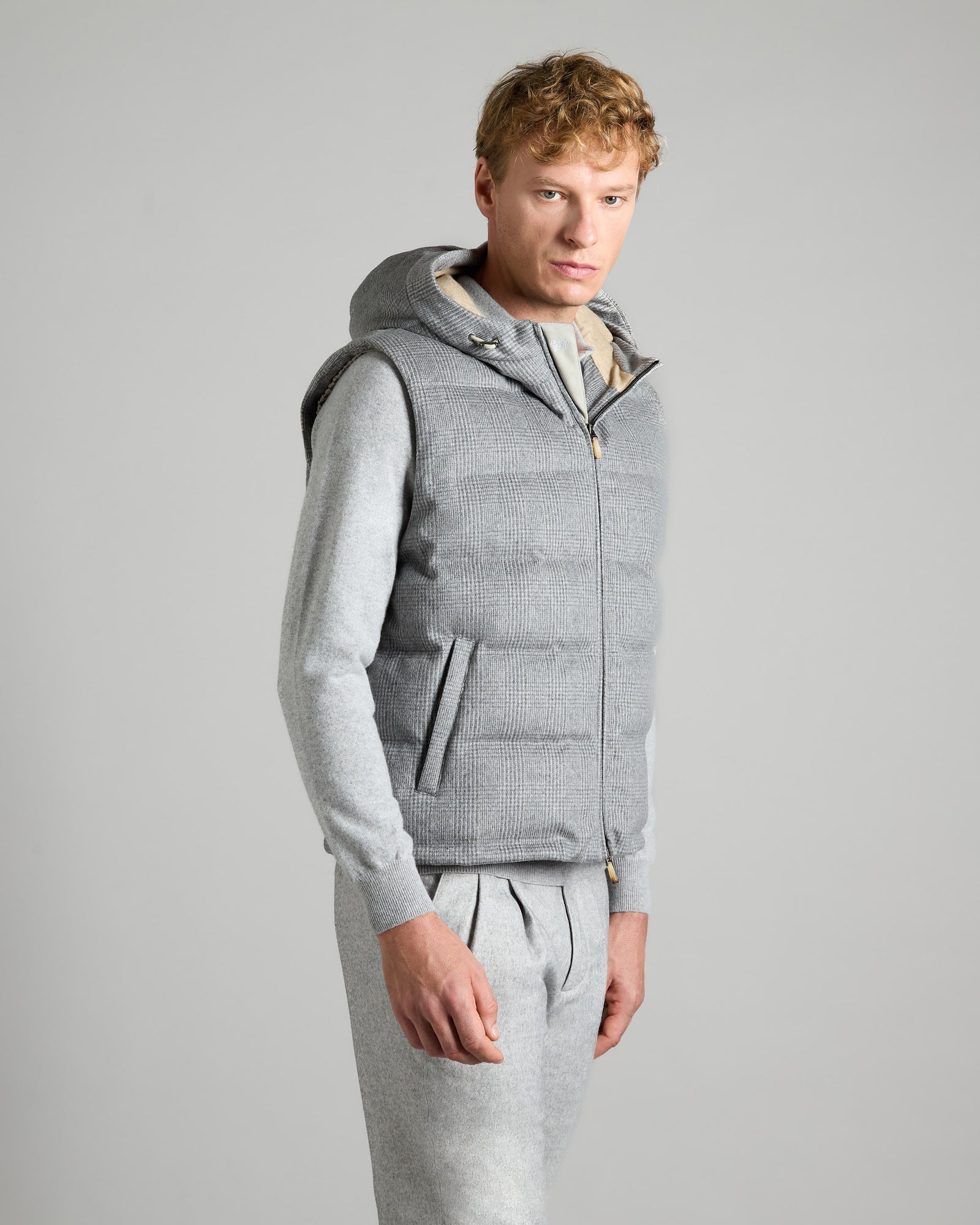 Grey cashmere down vest