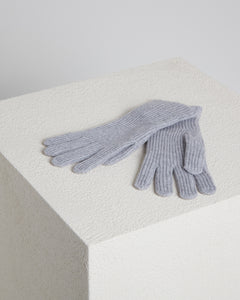 Strickhandschuhe aus hellgrauem Kid Cashmere