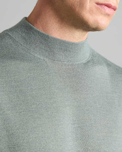 Maglia collo camino in cashmere e seta verde