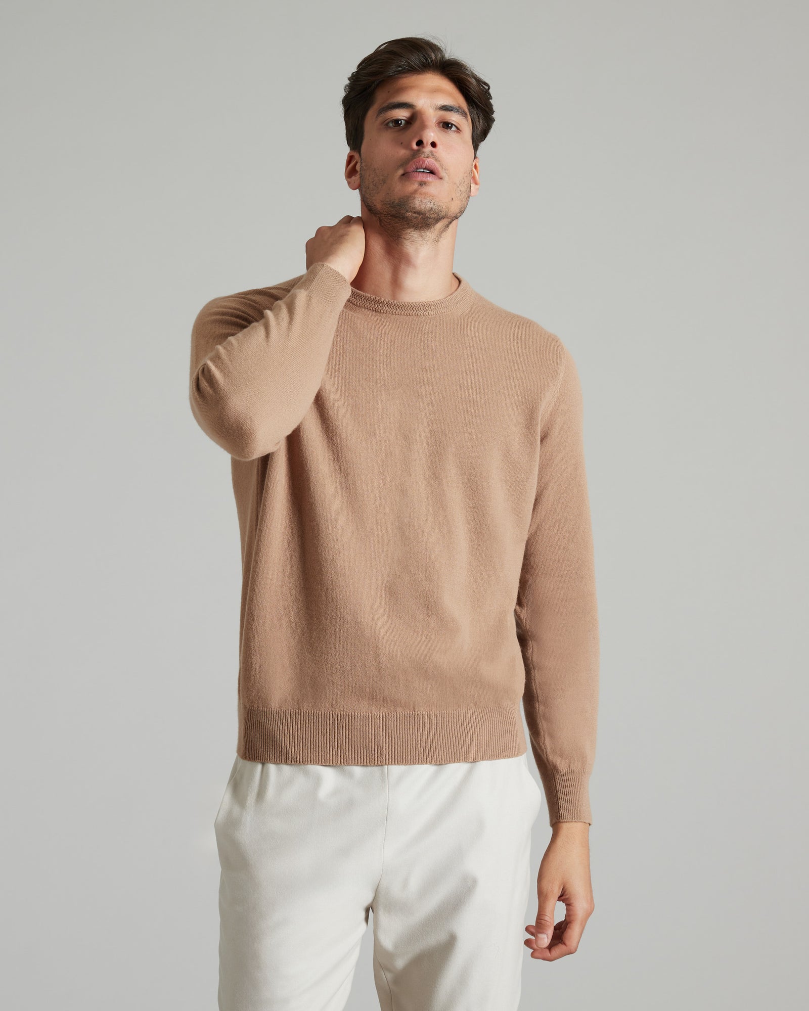 Maglia girocollo in Kid Cashmere marrone