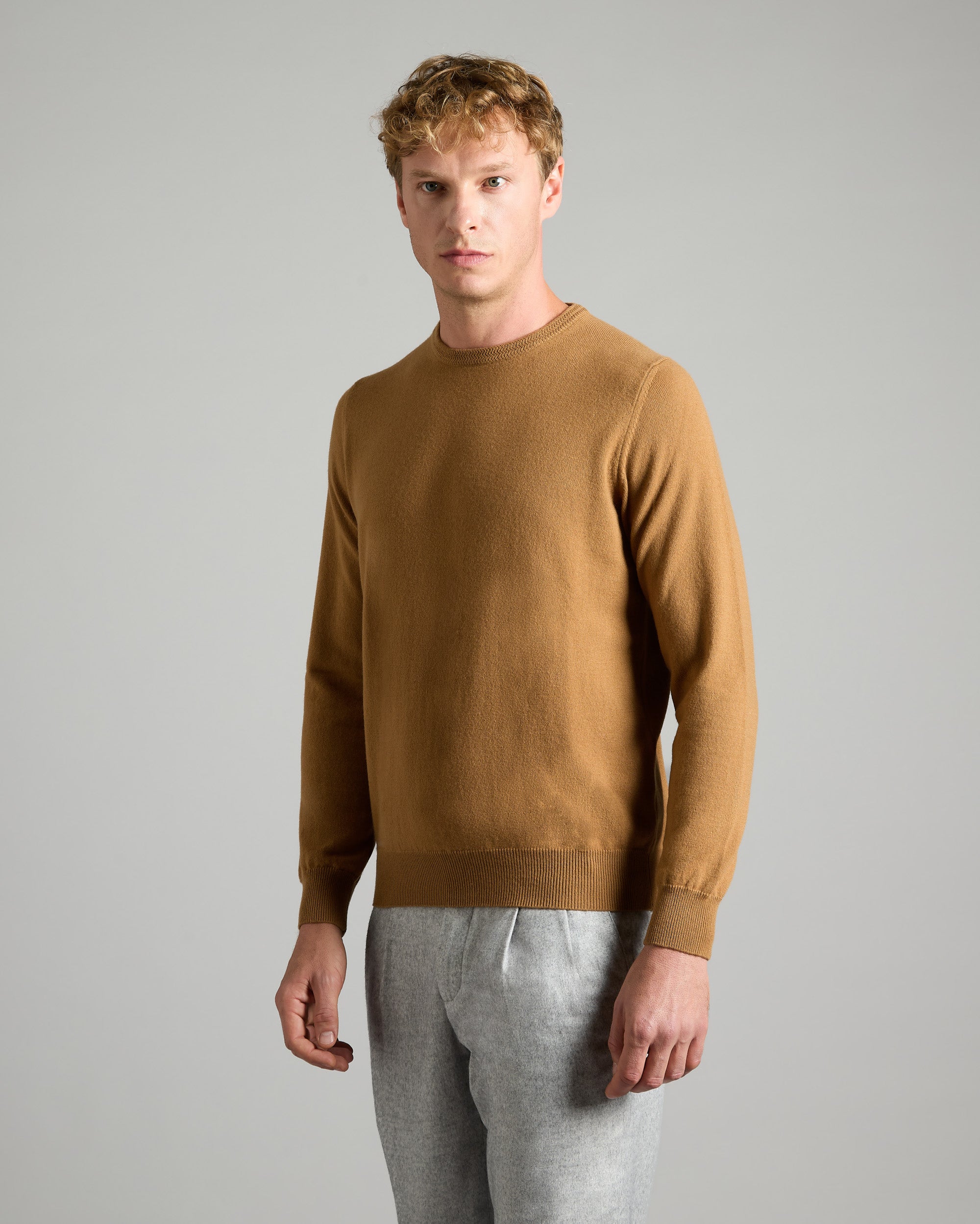 Maglia girocollo in Kid Cashmere marrone