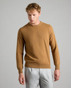 Brauner Kid Cashmere-Pullover mit Rundhalsausschnitt