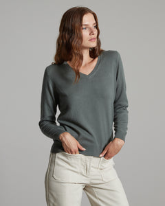 Botanic green Kid cashmere V-neck sweater