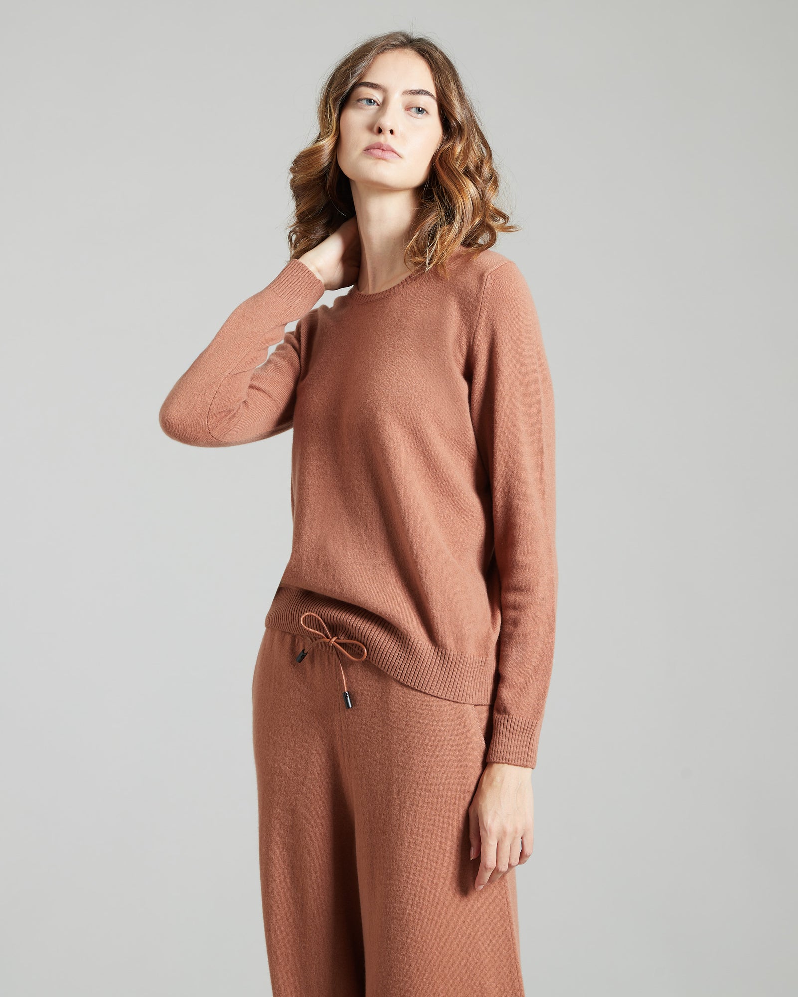 Maglia  Girocollo in Kid Cashmere marrone