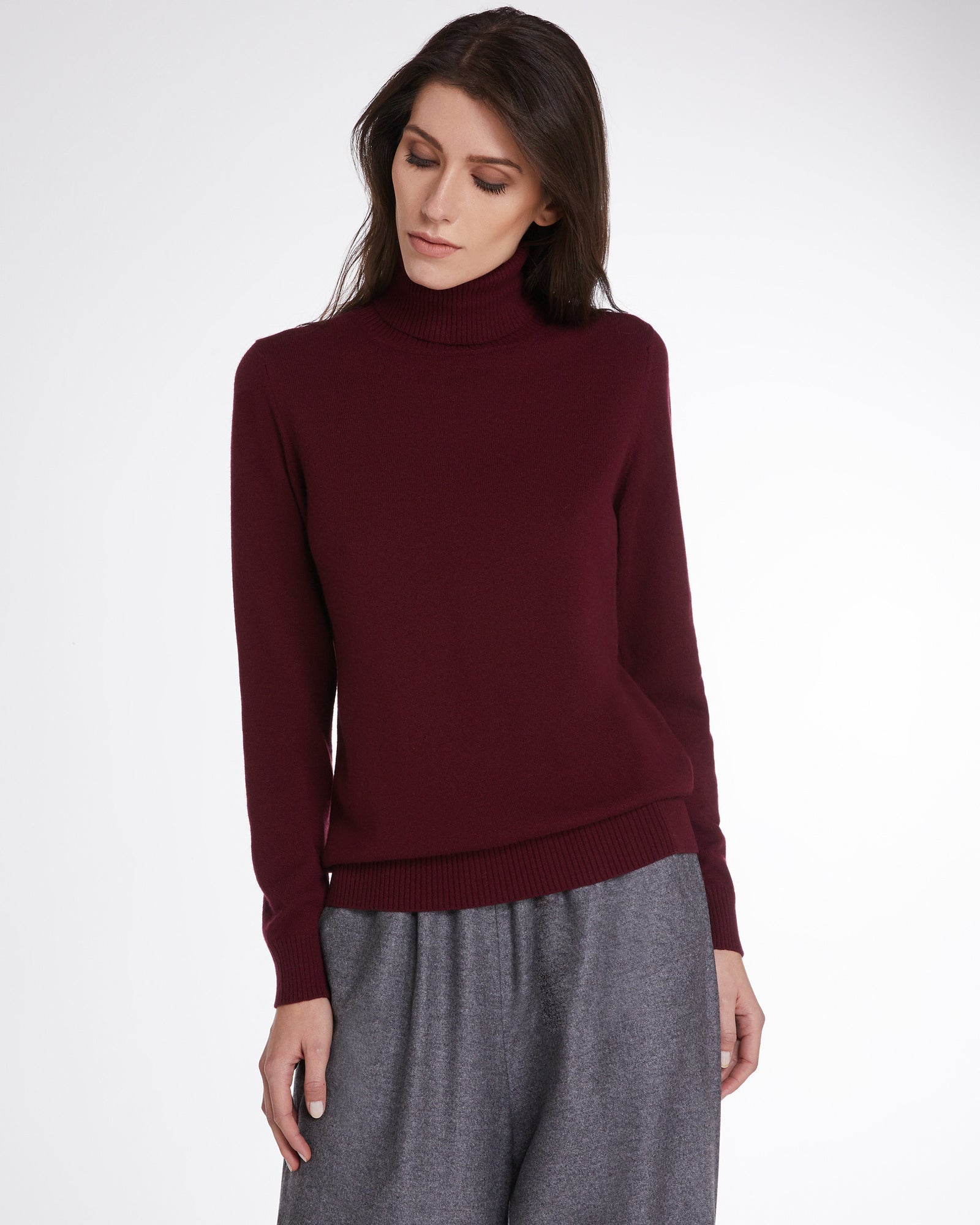 Burgundy Kid cashmere turtleneck sweater