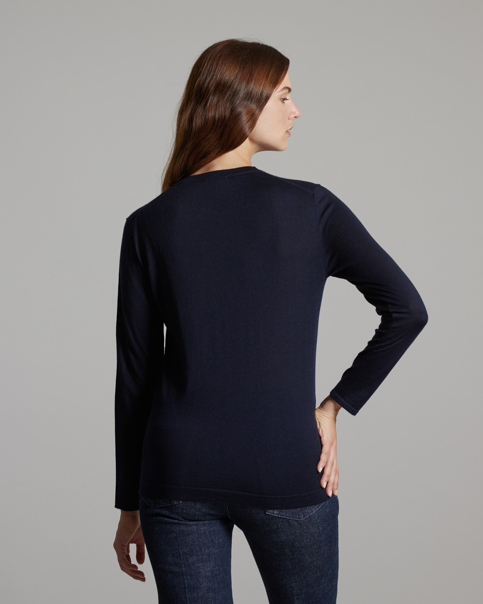 Cashmere and silk crew neck in blue