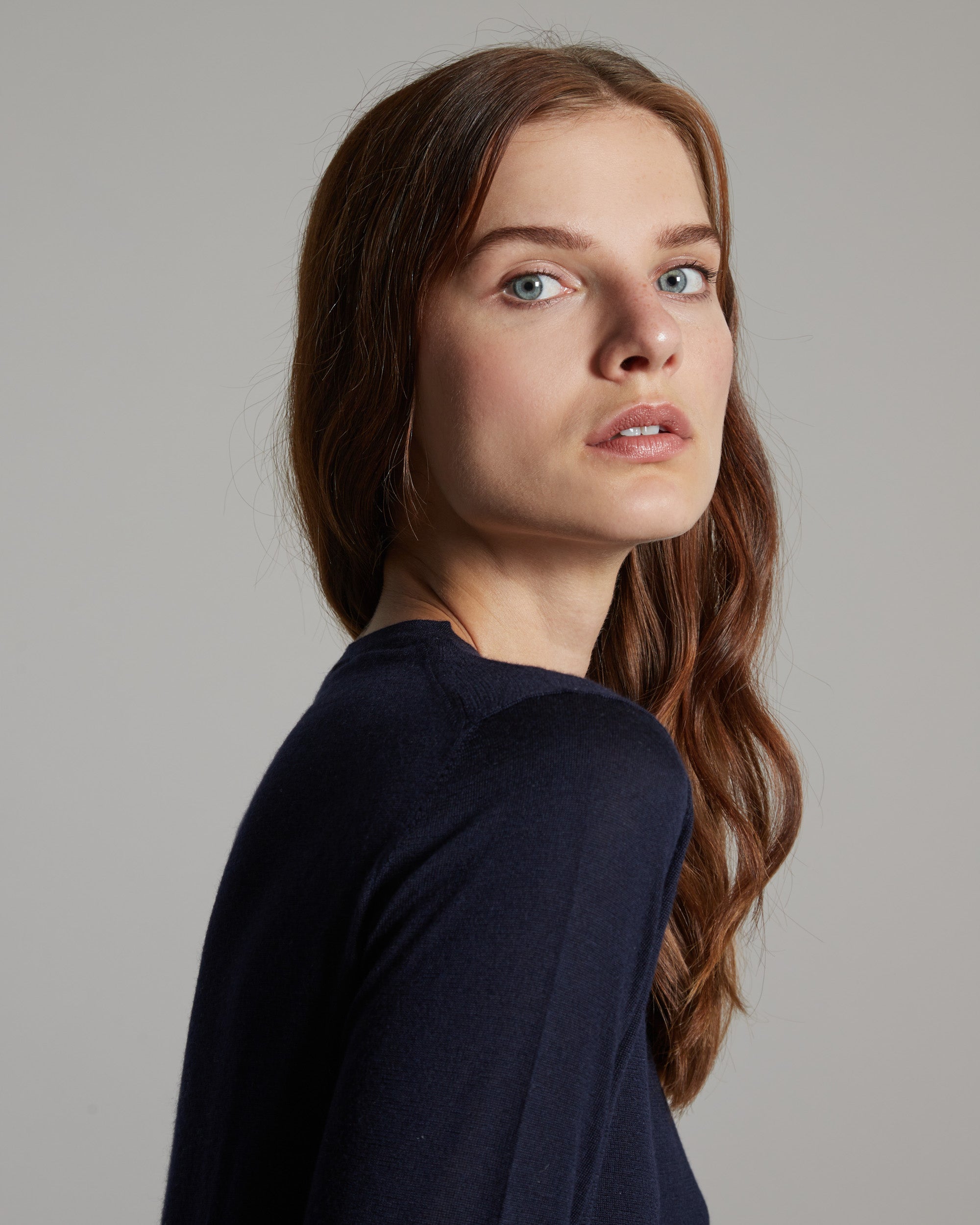 Cashmere and silk crew neck in blue