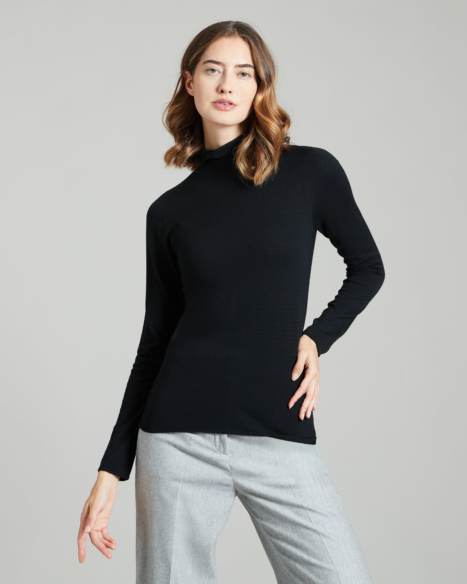 Black 12.8 Kid Wool blue turtleneck