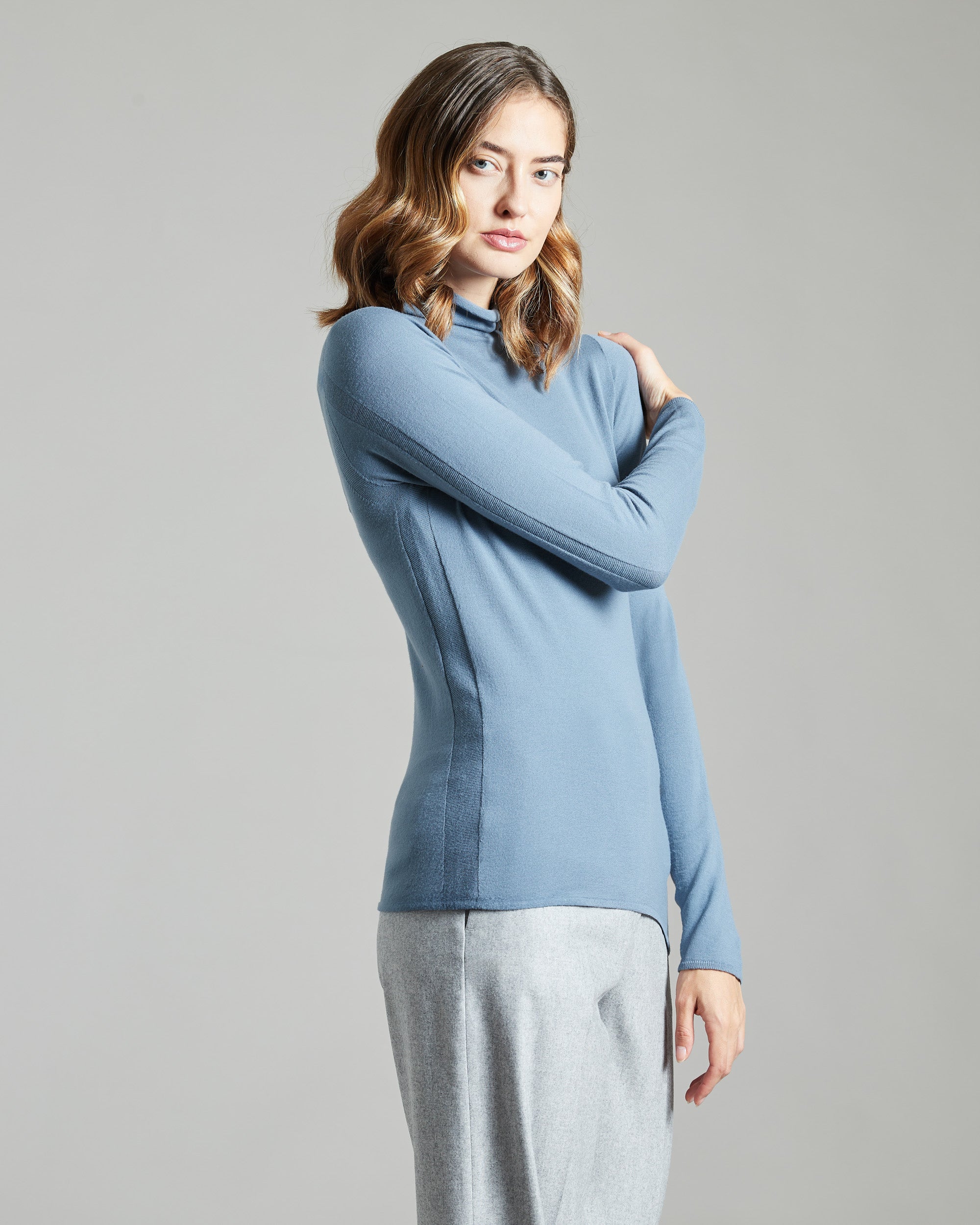 Light-blue 12.8 Kid Wool blue turtleneck