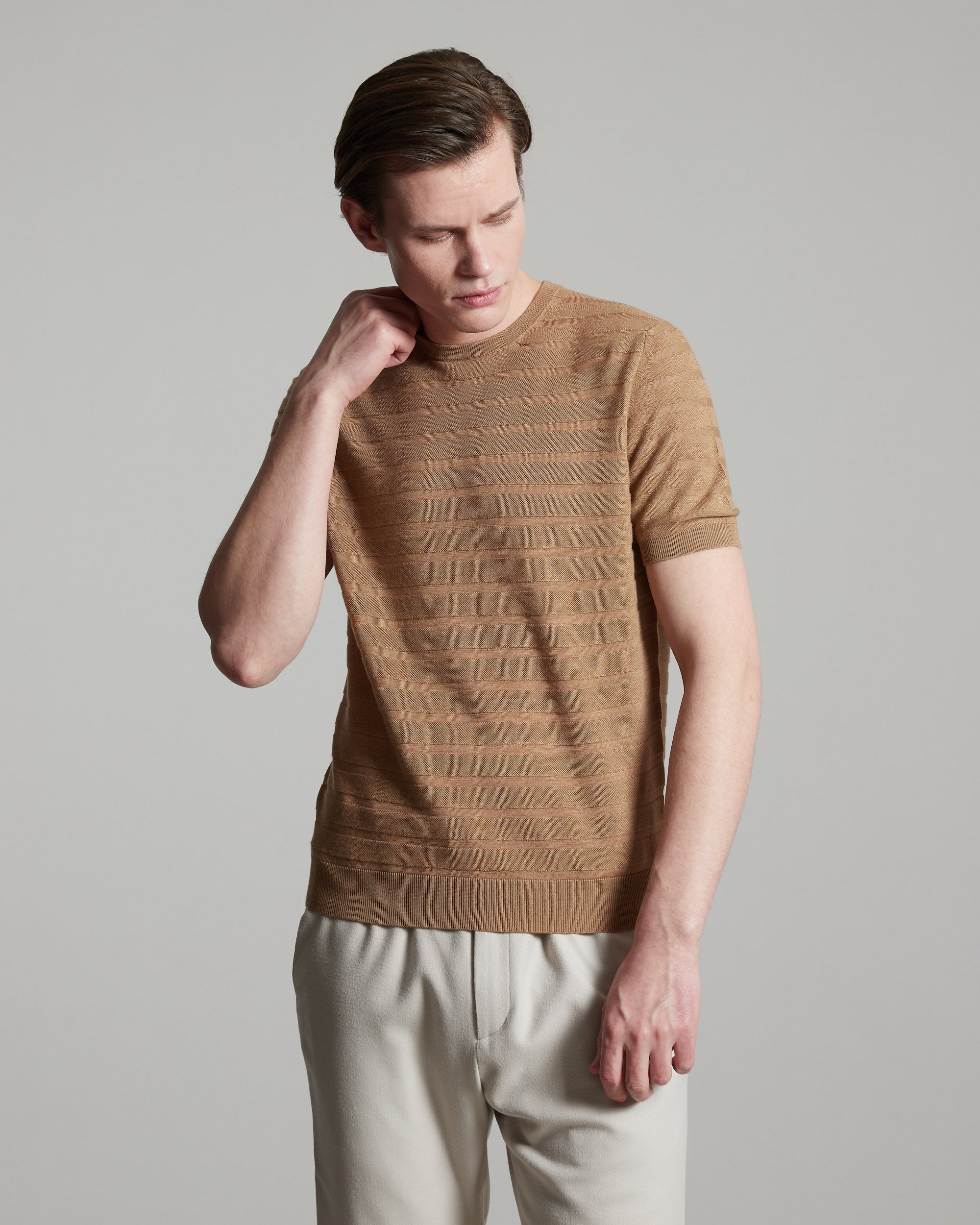 Crewneck cashmere and silk t-shirt