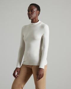 Maglia collo alto in Cashmere e Seta beige