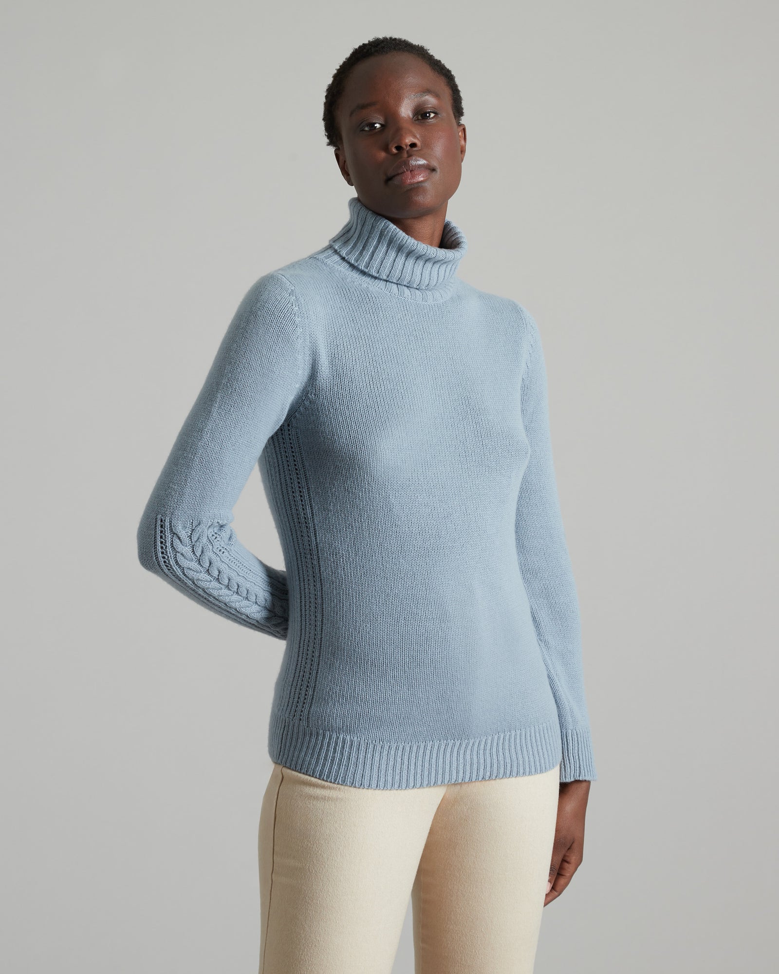 Light blue Kid Cashmere turtleneck sweater