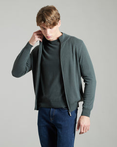 Zipped green Kid cashmere cardigan