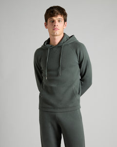 Green kid cashmere zip hoodie