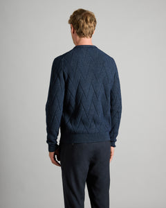 Pullover mit Rundhalsausschnitt aus blauem Kid Cashmere