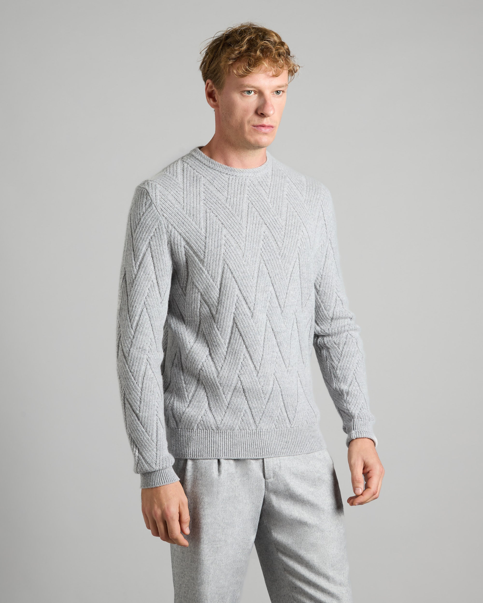 Grey Kid Cashmere Crewneck Sweater