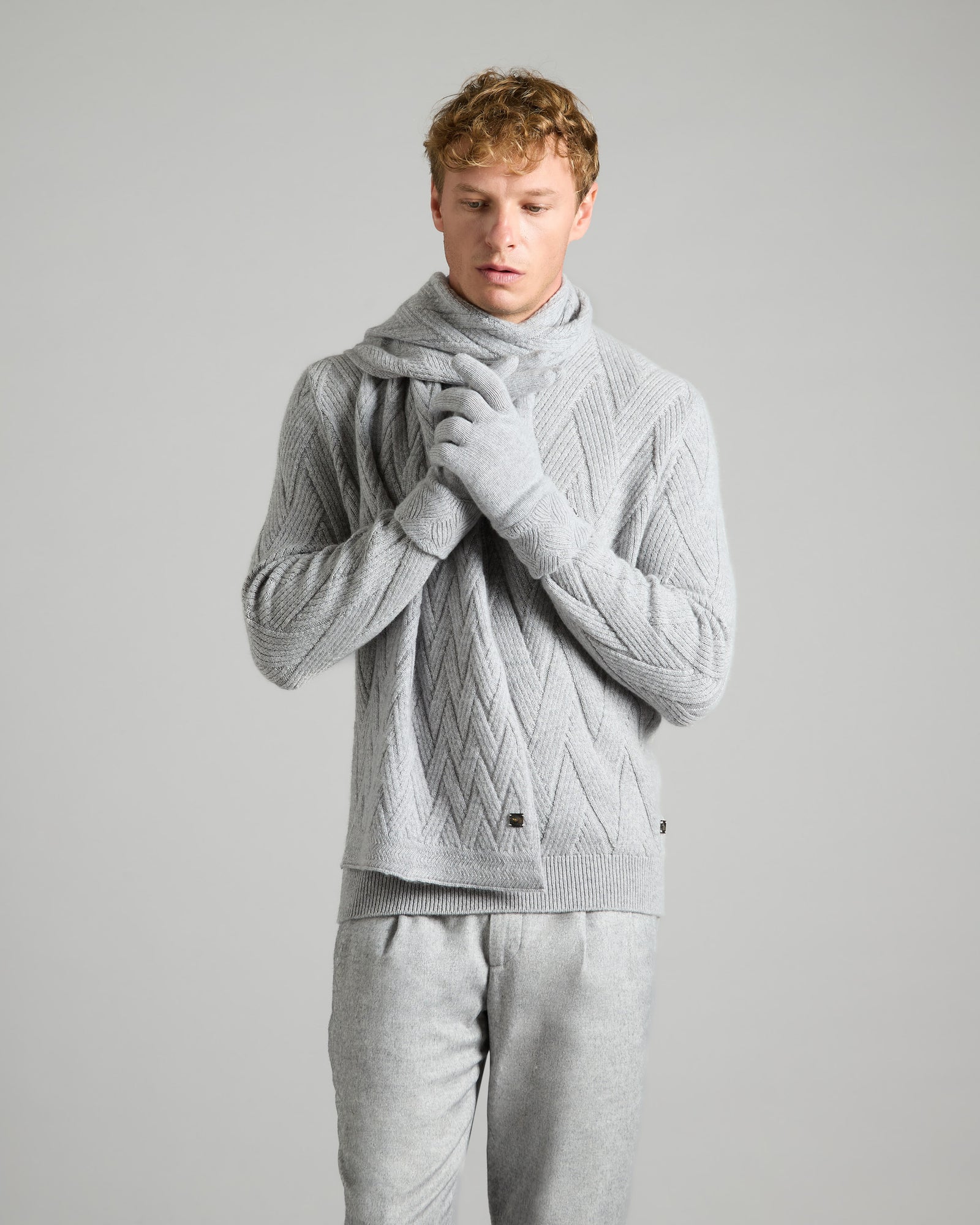 Grey Kid Cashmere Crewneck Sweater