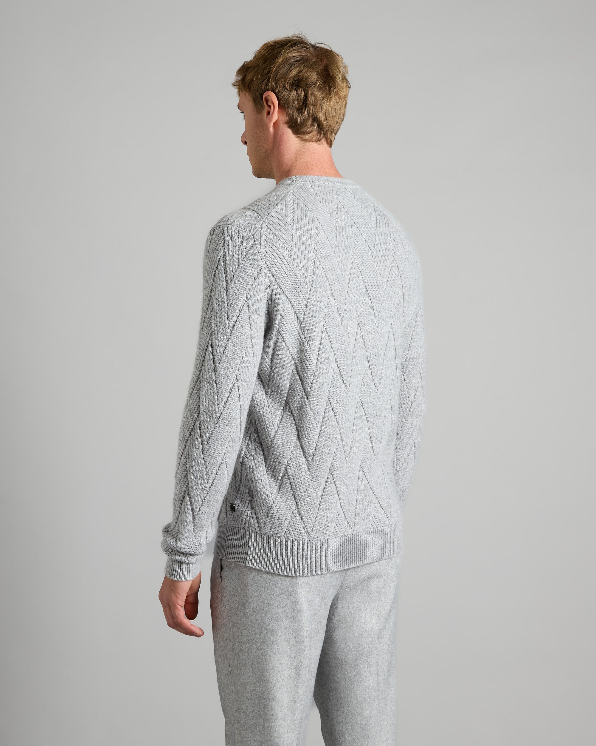 Grey Kid Cashmere Crewneck Sweater