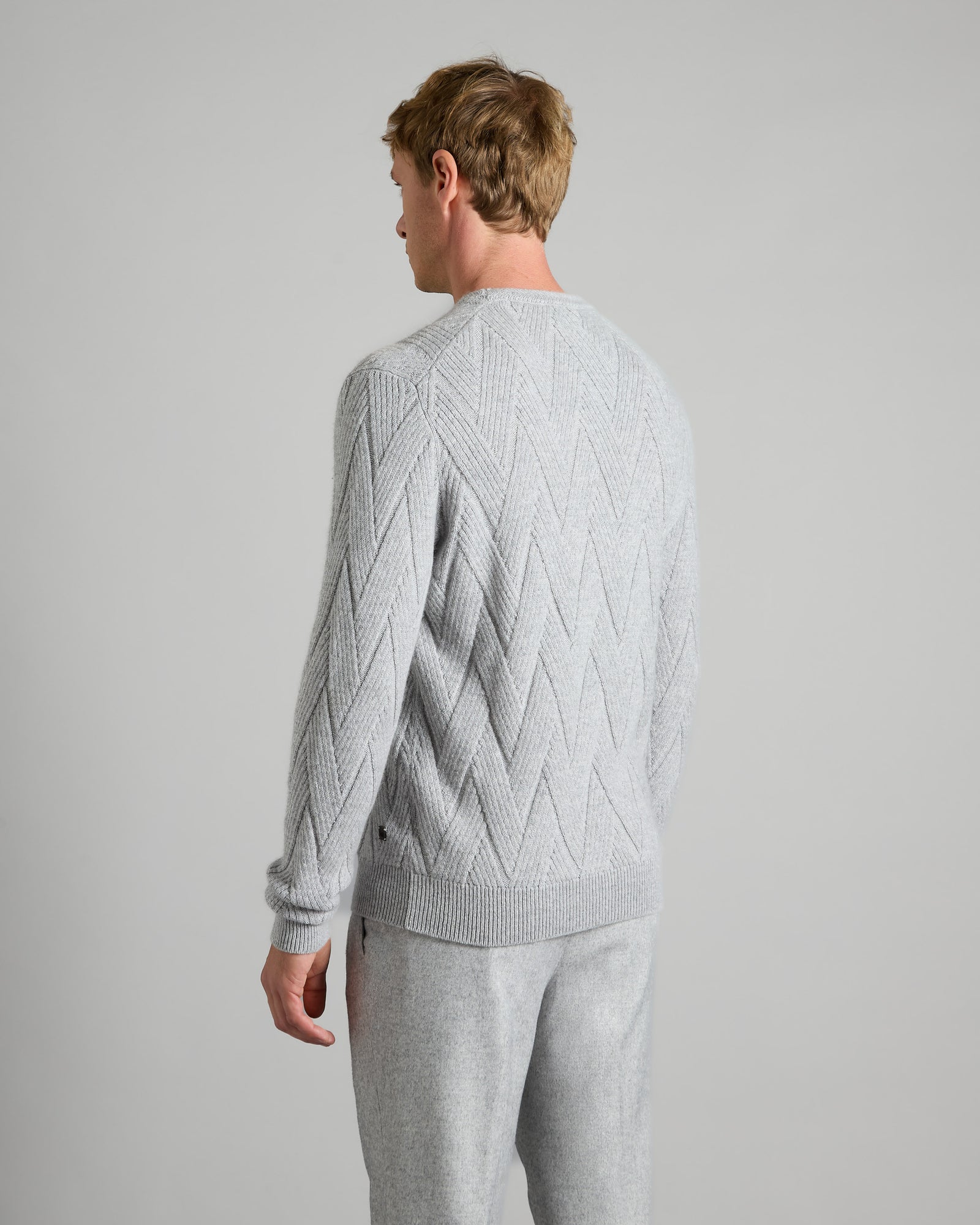 Grey Kid Cashmere Crewneck Sweater