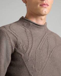 Maglia girocollo in kid cashmere marrone