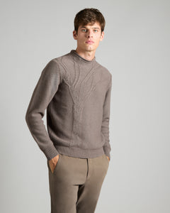 Maglia girocollo in kid cashmere marrone