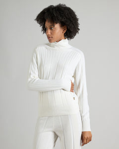 White turtle-neck sweater in kid cashmere