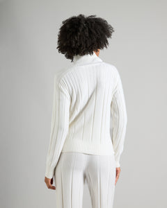 White turtle-neck sweater in kid cashmere