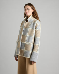 Car Coat Patchwork-Strickstoff