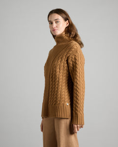 Geflochtener Rollkragenpullover aus Kid Cashmere