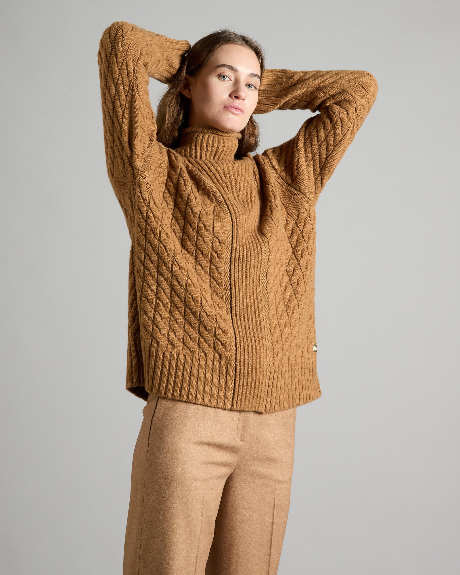 Geflochtener Rollkragenpullover aus Kid Cashmere